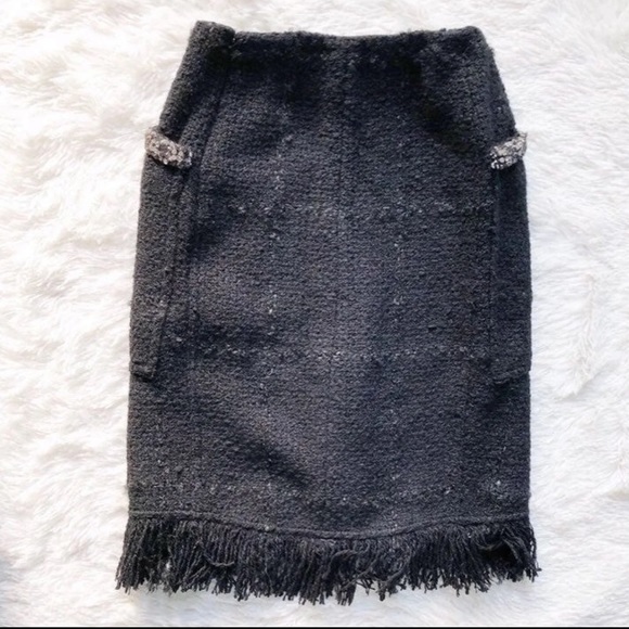 Sonia Rykiel Black Wool Fringe Skirt - Picture 2 of 5